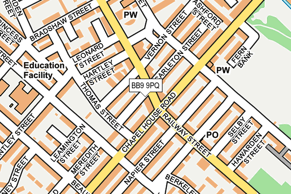 BB9 9PQ map - OS OpenMap – Local (Ordnance Survey)