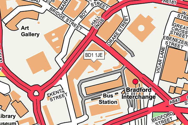 BD1 1JE map - OS OpenMap – Local (Ordnance Survey)