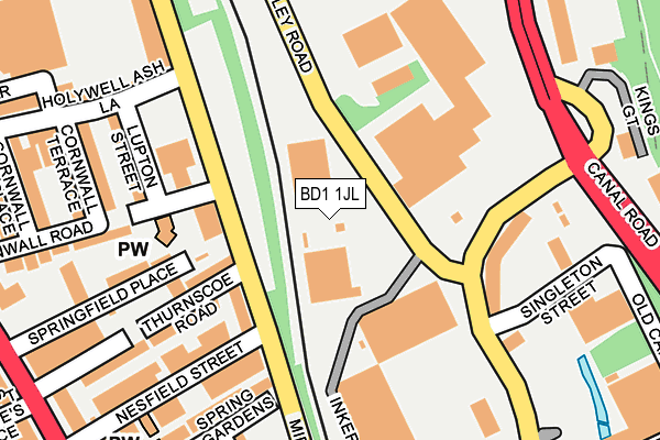 BD1 1JL map - OS OpenMap – Local (Ordnance Survey)
