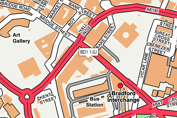 BD1 1JU map - OS OpenMap – Local (Ordnance Survey)