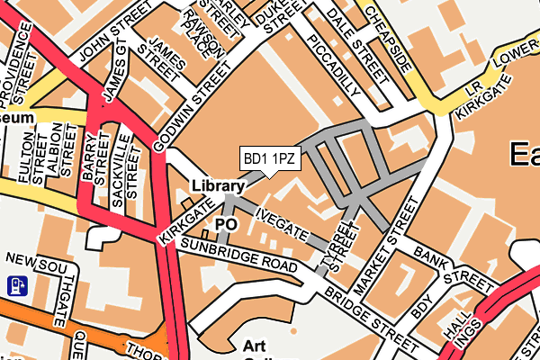 BD1 1PZ map - OS OpenMap – Local (Ordnance Survey)