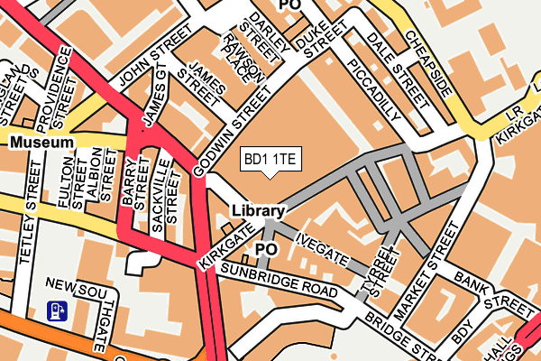 BD1 1TE map - OS OpenMap – Local (Ordnance Survey)