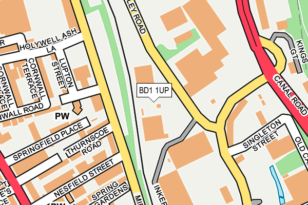 BD1 1UP map - OS OpenMap – Local (Ordnance Survey)