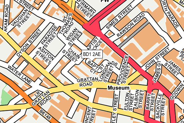 BD1 2AE map - OS OpenMap – Local (Ordnance Survey)