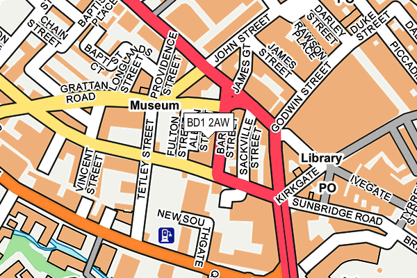 BD1 2AW map - OS OpenMap – Local (Ordnance Survey)