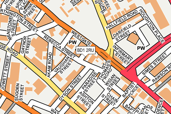 BD1 2RU map - OS OpenMap – Local (Ordnance Survey)