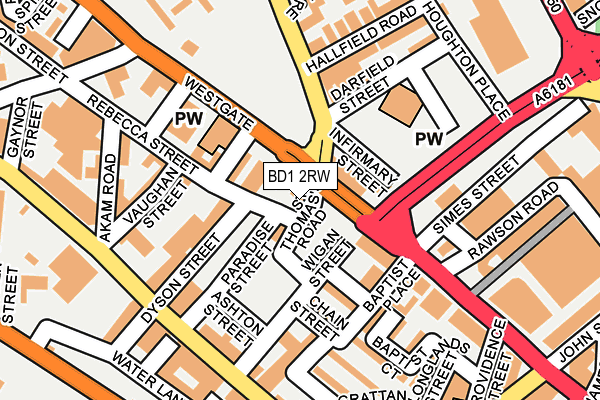 BD1 2RW map - OS OpenMap – Local (Ordnance Survey)