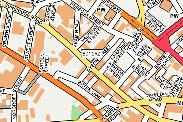 BD1 2RZ map - OS OpenMap – Local (Ordnance Survey)