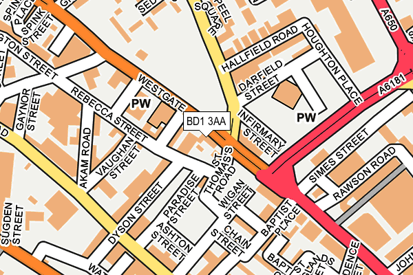 BD1 3AA map - OS OpenMap – Local (Ordnance Survey)