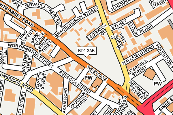 BD1 3AB map - OS OpenMap – Local (Ordnance Survey)