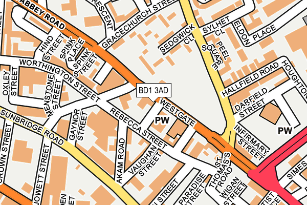 BD1 3AD map - OS OpenMap – Local (Ordnance Survey)