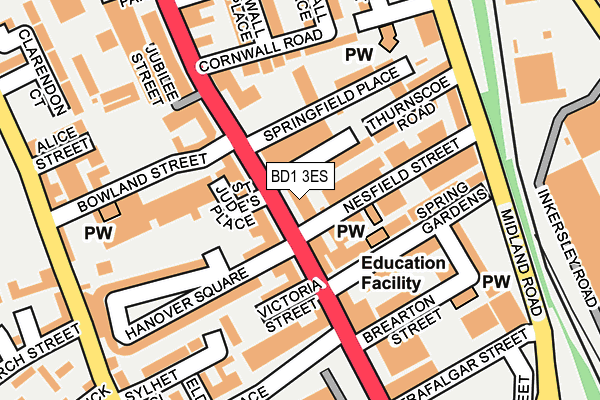 BD1 3ES map - OS OpenMap – Local (Ordnance Survey)