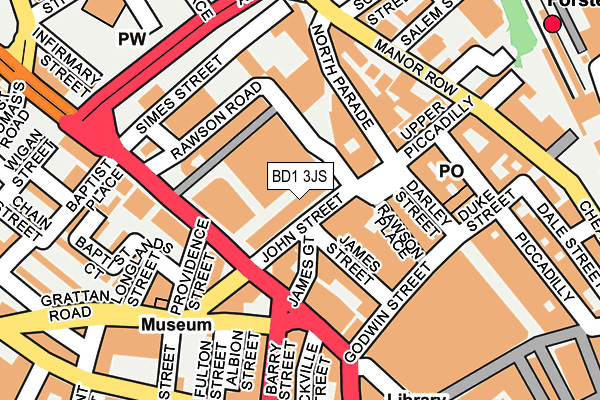 BD1 3JS map - OS OpenMap – Local (Ordnance Survey)