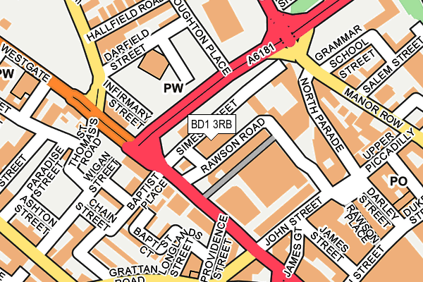 BD1 3RB map - OS OpenMap – Local (Ordnance Survey)