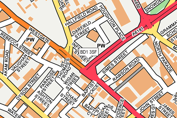 BD1 3SF map - OS OpenMap – Local (Ordnance Survey)