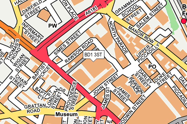 BD1 3ST map - OS OpenMap – Local (Ordnance Survey)