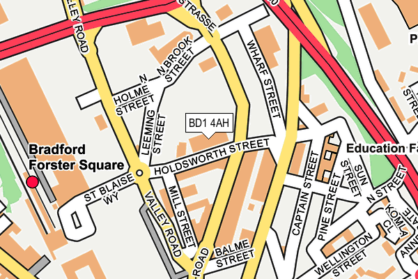 BD1 4AH map - OS OpenMap – Local (Ordnance Survey)