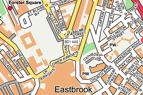 BD1 4AS map - OS OpenMap – Local (Ordnance Survey)