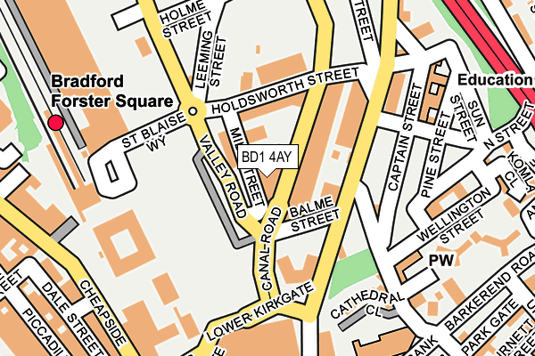 BD1 4AY map - OS OpenMap – Local (Ordnance Survey)