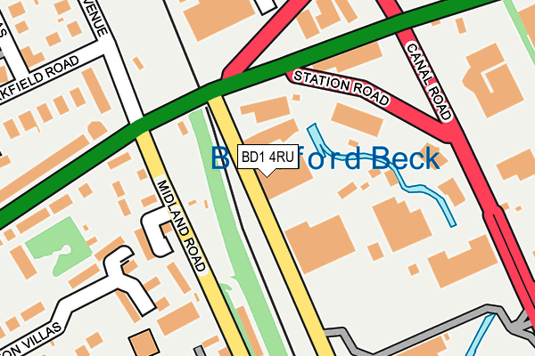 BD1 4RU map - OS OpenMap – Local (Ordnance Survey)