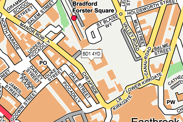 BD1 4YD map - OS OpenMap – Local (Ordnance Survey)