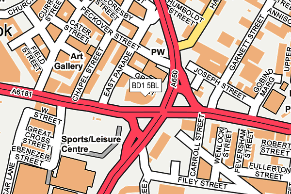 Map of JINNAHH RESTAURANT BRADFORD LIMITED at local scale