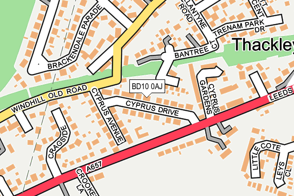 BD10 0AJ map - OS OpenMap – Local (Ordnance Survey)