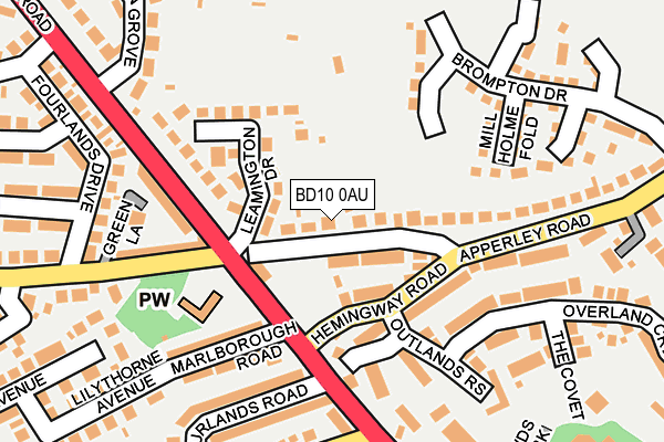 BD10 0AU map - OS OpenMap – Local (Ordnance Survey)