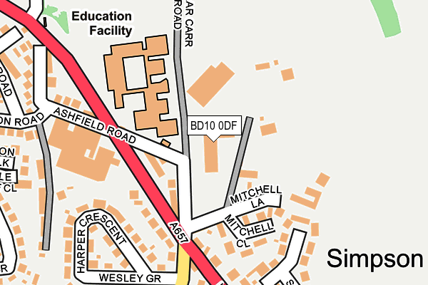 BD10 0DF map - OS OpenMap – Local (Ordnance Survey)