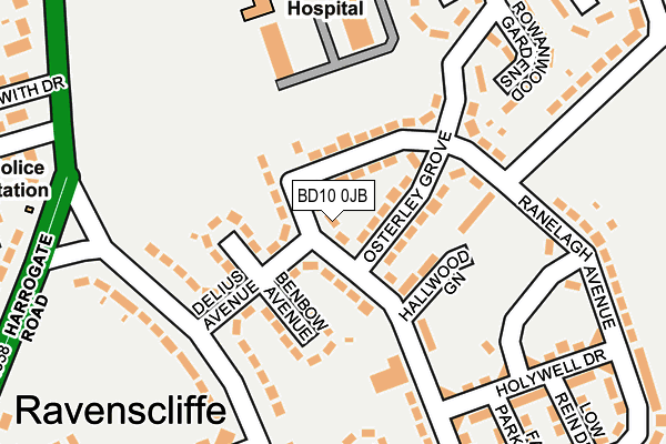 BD10 0JB map - OS OpenMap – Local (Ordnance Survey)