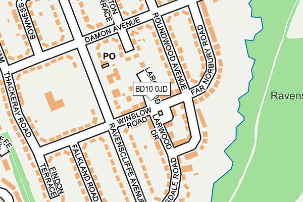 BD10 0JD map - OS OpenMap – Local (Ordnance Survey)