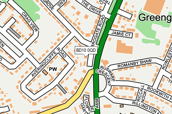 BD10 0QD map - OS OpenMap – Local (Ordnance Survey)