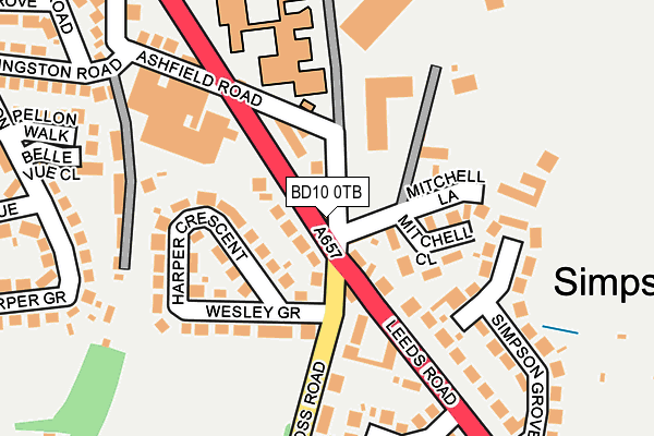 BD10 0TB map - OS OpenMap – Local (Ordnance Survey)