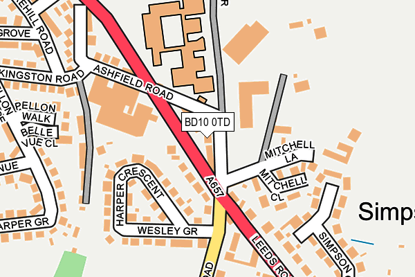 BD10 0TD map - OS OpenMap – Local (Ordnance Survey)