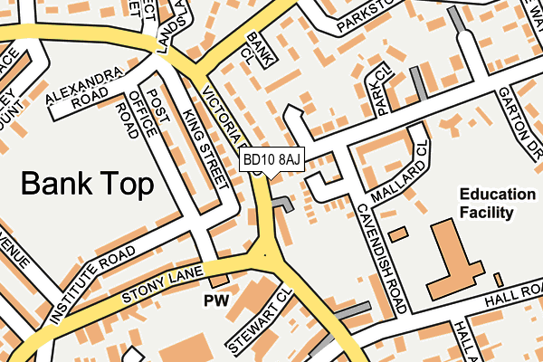 BD10 8AJ map - OS OpenMap – Local (Ordnance Survey)