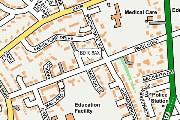 BD10 8AX map - OS OpenMap – Local (Ordnance Survey)