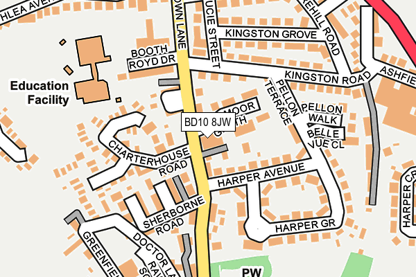 BD10 8JW map - OS OpenMap – Local (Ordnance Survey)