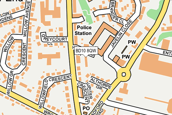 BD10 8QW map - OS OpenMap – Local (Ordnance Survey)