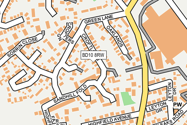 BD10 8RW map - OS OpenMap – Local (Ordnance Survey)