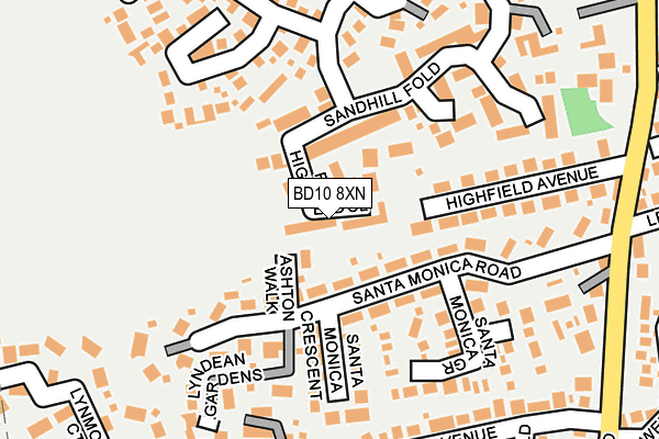 BD10 8XN map - OS OpenMap – Local (Ordnance Survey)