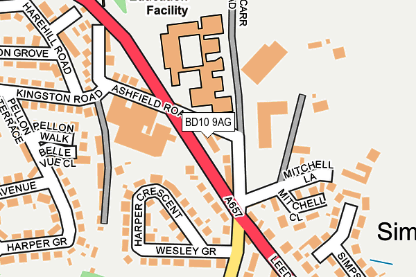 BD10 9AG map - OS OpenMap – Local (Ordnance Survey)