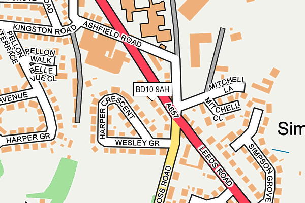 BD10 9AH map - OS OpenMap – Local (Ordnance Survey)