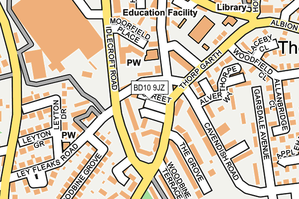 BD10 9JZ map - OS OpenMap – Local (Ordnance Survey)