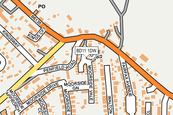BD11 1DW map - OS OpenMap – Local (Ordnance Survey)