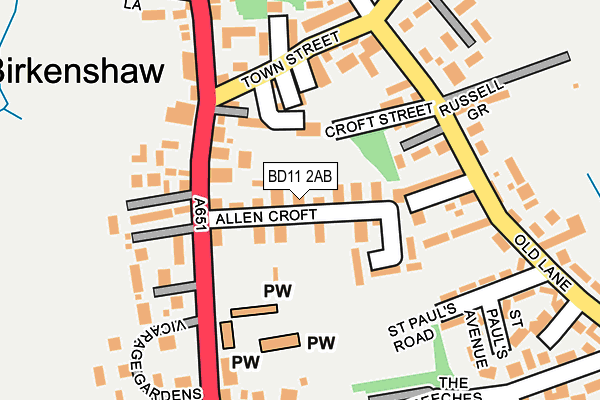 BD11 2AB map - OS OpenMap – Local (Ordnance Survey)