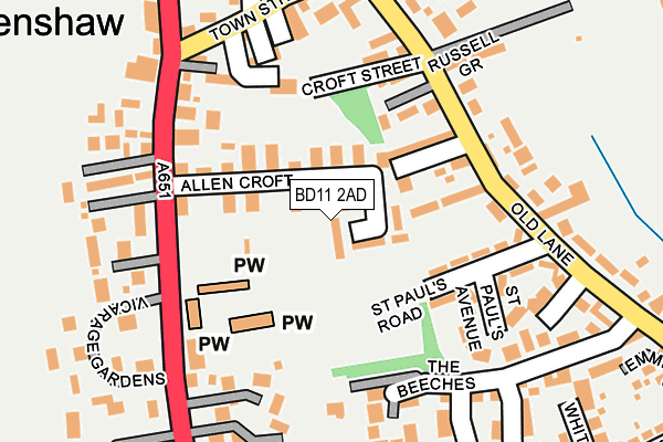 BD11 2AD map - OS OpenMap – Local (Ordnance Survey)
