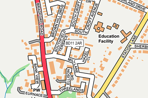 BD11 2AR map - OS OpenMap – Local (Ordnance Survey)