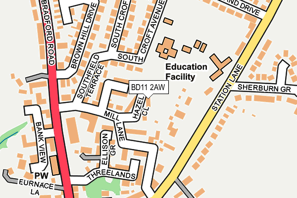 BD11 2AW map - OS OpenMap – Local (Ordnance Survey)