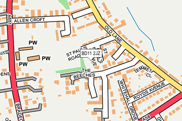 BD11 2JZ map - OS OpenMap – Local (Ordnance Survey)