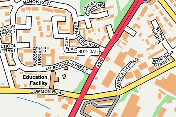 BD12 0AD map - OS OpenMap – Local (Ordnance Survey)
